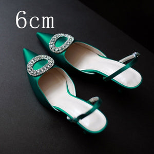Women Heels Female Pumps Women Shoes Fashion Metal Decorative Buckle Strape Ladies Diamond Wedding Shoes Dress Shoes 2020 DE