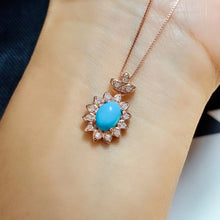 Load image into Gallery viewer, KJJEAXCMY boutique jewelry 925 sterling silver inlaid Turquoise pendant ring earring female Suit exquisite fashion