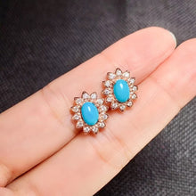 Load image into Gallery viewer, KJJEAXCMY boutique jewelry 925 sterling silver inlaid Turquoise pendant ring earring female Suit exquisite fashion