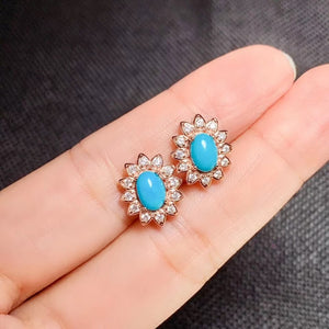 KJJEAXCMY boutique jewelry 925 sterling silver inlaid Turquoise pendant ring earring female Suit exquisite fashion