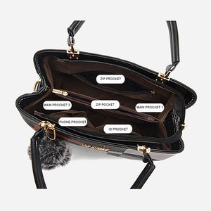 Geometric Panelled Style Fashion New Women's Leather Handbags Ladies Shoulder Bag Large Capacity Pocket Boston Crossbody Bags