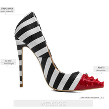 Load image into Gallery viewer, WETKISS Studded High Heels 12cm Stilettos Women Pointed Toe Rivet Ladies Party Pumps Zebra Shallow Colorful Shoes Woman 34-45