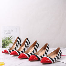 Load image into Gallery viewer, WETKISS Studded High Heels 12cm Stilettos Women Pointed Toe Rivet Ladies Party Pumps Zebra Shallow Colorful Shoes Woman 34-45