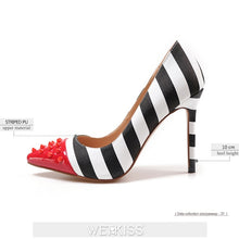 Load image into Gallery viewer, WETKISS Studded High Heels 12cm Stilettos Women Pointed Toe Rivet Ladies Party Pumps Zebra Shallow Colorful Shoes Woman 34-45