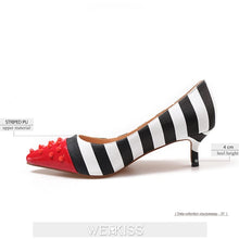 Load image into Gallery viewer, WETKISS Studded High Heels 12cm Stilettos Women Pointed Toe Rivet Ladies Party Pumps Zebra Shallow Colorful Shoes Woman 34-45