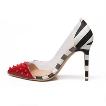 Load image into Gallery viewer, WETKISS Studded High Heels 12cm Stilettos Women Pointed Toe Rivet Ladies Party Pumps Zebra Shallow Colorful Shoes Woman 34-45