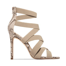 Load image into Gallery viewer, Snake Summer Shoes Woman Pumps High Thin Heels Pointed Toe Rhinestone Gladiator Pumps Party Sexy Shoes Prom Shoes