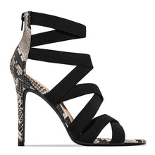 Load image into Gallery viewer, Snake Summer Shoes Woman Pumps High Thin Heels Pointed Toe Rhinestone Gladiator Pumps Party Sexy Shoes Prom Shoes