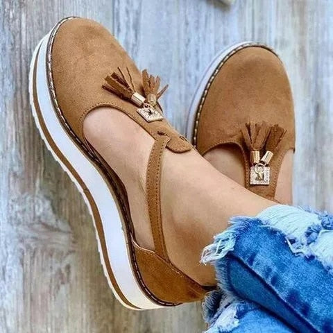 2020 Women Flat Shoes Thick Sole Platform Shoes Fringe Spring Tassels Fashion Summer female shoes gift for girls