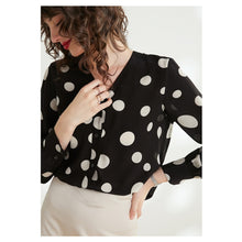 Load image into Gallery viewer, Silviye Polka dot printed silk shirt women long sleeve temperament V-neck fashion party bottoming top blusas mujer de moda 2020