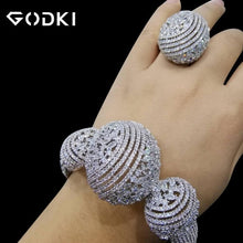 Load image into Gallery viewer, GODKI Luxury African Bangle Ring Sets Fashion Dubai Bridal Jewelry Sets For Women Wedding brincos para as mulheres 2021