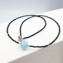 Load image into Gallery viewer, Lily Jewelry Choker Necklace Black Spinel Aquamarine 925 Sterling Silver 15-20&#39;&#39; Drop Shipping