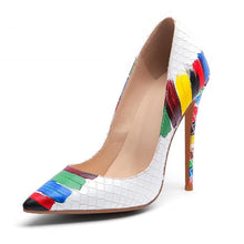 Load image into Gallery viewer, WETKISS Emboss Leather Pumps Women Pointed Heels 12cm Shallow Shoes Female Colorful Shoes Crocodile High Heels Party Summer 2020