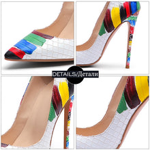 Load image into Gallery viewer, WETKISS Emboss Leather Pumps Women Pointed Heels 12cm Shallow Shoes Female Colorful Shoes Crocodile High Heels Party Summer 2020