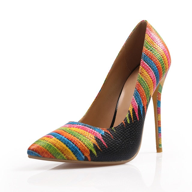 WETKISS Emboss Leather Pumps Women Pointed Heels 12cm Shallow Shoes Female Colorful Shoes Crocodile High Heels Party Summer 2020