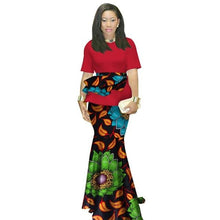 Load image into Gallery viewer, 2020 Summer African Clothing Traditional O-neck African Clothing For Women Print Skirt Set African Cotton Clothes Ruffles WY1413