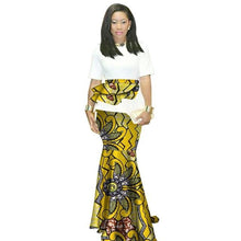 Load image into Gallery viewer, 2020 Summer African Clothing Traditional O-neck African Clothing For Women Print Skirt Set African Cotton Clothes Ruffles WY1413