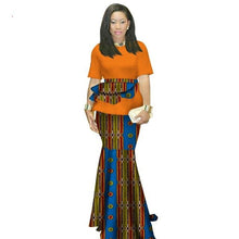 Load image into Gallery viewer, 2020 Summer African Clothing Traditional O-neck African Clothing For Women Print Skirt Set African Cotton Clothes Ruffles WY1413