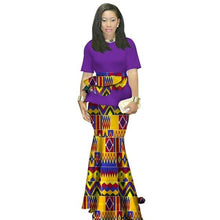 Load image into Gallery viewer, 2020 Summer African Clothing Traditional O-neck African Clothing For Women Print Skirt Set African Cotton Clothes Ruffles WY1413