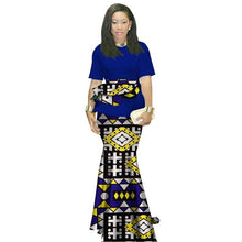 Load image into Gallery viewer, 2020 Summer African Clothing Traditional O-neck African Clothing For Women Print Skirt Set African Cotton Clothes Ruffles WY1413