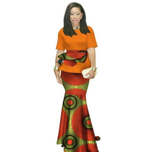 Load image into Gallery viewer, 2020 Summer African Clothing Traditional O-neck African Clothing For Women Print Skirt Set African Cotton Clothes Ruffles WY1413