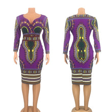 Load image into Gallery viewer, African Dresses for Women Dashiki Print 2020 News Tribal Ethnic Fashion V-neck Ladies Clothes Casual Sexy Dress Robe Party