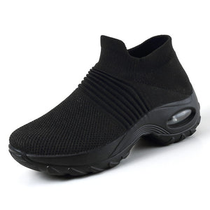 KWBEFRT 2020 Spring Women Sneakers Shoes Flat Slip on Platform Sneakers for Women Black Breathable Mesh Sock Sneake Dropshipping