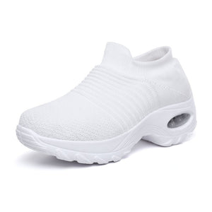 KWBEFRT 2020 Spring Women Sneakers Shoes Flat Slip on Platform Sneakers for Women Black Breathable Mesh Sock Sneake Dropshipping