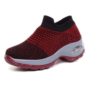 KWBEFRT 2020 Spring Women Sneakers Shoes Flat Slip on Platform Sneakers for Women Black Breathable Mesh Sock Sneake Dropshipping