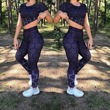 Load image into Gallery viewer, 2020 New Sports Leggings Women Sportswear Purple Honeycomb Pattern Polyester High Waist Leggings