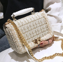 Load image into Gallery viewer, 2020 Fashion New Female Square Tote bag Quality Woolen Pearl Women&#39;s Designer Handbag Ladies Chain Shoulder Crossbody Bag Travel