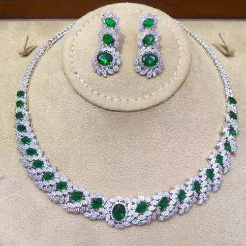 Dazz Trendy Water Drops African Pendant Necklace Earrings Jewelry Wedding Zircon CZ Indian Women Bride Luxury Jewelry Sets 2021