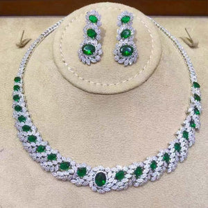 Dazz Trendy Water Drops African Pendant Necklace Earrings Jewelry Wedding Zircon CZ Indian Women Bride Luxury Jewelry Sets 2021