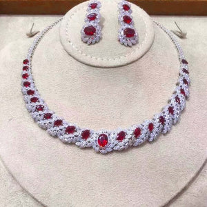 Dazz Trendy Water Drops African Pendant Necklace Earrings Jewelry Wedding Zircon CZ Indian Women Bride Luxury Jewelry Sets 2021