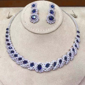 Dazz Trendy Water Drops African Pendant Necklace Earrings Jewelry Wedding Zircon CZ Indian Women Bride Luxury Jewelry Sets 2021