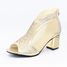 Load image into Gallery viewer, Spring Women Leather casual Sandal High Thick Heel Sexy Crystal Platform Zipper Peep Toe Slip On Lady Shoes Zapatos Mujer 5515W