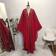 Load image into Gallery viewer, Super Size New Style African Women&#39;s Dashiki Fashion Hot Drill Beads Lengthened Cape Hooded Cape Long Dress 2020