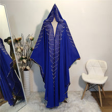 Load image into Gallery viewer, Super Size New Style African Women&#39;s Dashiki Fashion Hot Drill Beads Lengthened Cape Hooded Cape Long Dress 2020