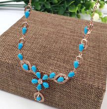 Load image into Gallery viewer, Natural green turquoise Necklace natural gemstone Pendant Necklace S925 silver trendy Luxury Flowers women party fine Jewelry