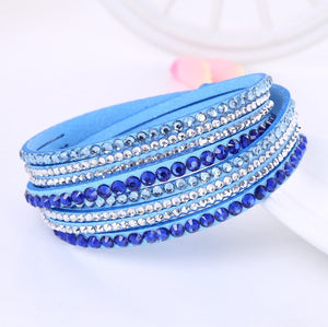 2021 New Leather Bracelet Rhinestone Crystal Bracelet Wrap Multilayer Bracelets for women feminine pulseras mulher Jewelry