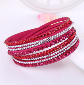 2021 New Leather Bracelet Rhinestone Crystal Bracelet Wrap Multilayer Bracelets for women feminine pulseras mulher Jewelry