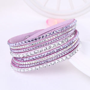 2021 New Leather Bracelet Rhinestone Crystal Bracelet Wrap Multilayer Bracelets for women feminine pulseras mulher Jewelry