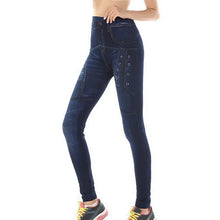 Load image into Gallery viewer, Women&#39;s Summer Breeches Denim Print Leggings Fashion Slim Faux Jeans Leggings Women Stretch Printed Blue Women&#39;s Breeches