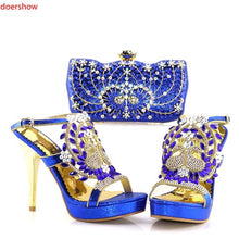 Load image into Gallery viewer, doershow Shoes and bag maching set in summer High heel with smart hand bag matching set African Shoes and bag set  SAB1-17