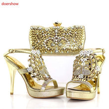 Load image into Gallery viewer, doershow Shoes and bag maching set in summer High heel with smart hand bag matching set African Shoes and bag set  SAB1-17