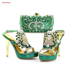 Load image into Gallery viewer, doershow Shoes and bag maching set in summer High heel with smart hand bag matching set African Shoes and bag set  SAB1-17