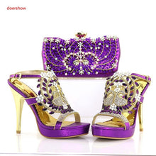 Load image into Gallery viewer, doershow Shoes and bag maching set in summer High heel with smart hand bag matching set African Shoes and bag set  SAB1-17