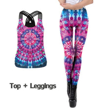 Load image into Gallery viewer, NADANBAO NEW 3D Women&#39;s Tie Dye Leggings Sets Rainbow Printed Tops Fitness Leggins Sexy Slim Workout Pants Fashion Sets