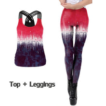 Load image into Gallery viewer, NADANBAO NEW 3D Women&#39;s Tie Dye Leggings Sets Rainbow Printed Tops Fitness Leggins Sexy Slim Workout Pants Fashion Sets