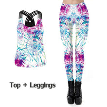 Load image into Gallery viewer, NADANBAO NEW 3D Women&#39;s Tie Dye Leggings Sets Rainbow Printed Tops Fitness Leggins Sexy Slim Workout Pants Fashion Sets